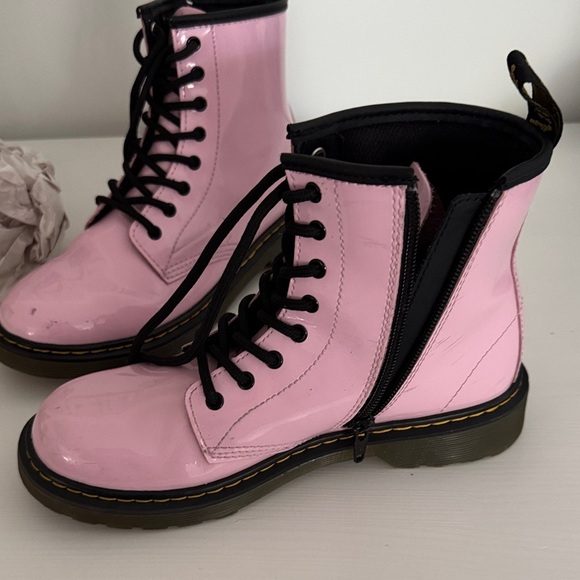 Dr. Martens Glossy Pink Combat Boots Size 5 - Picture 5 of 10